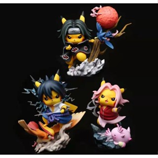 ((พร้อมส่ง) โมเดลฟิกเกอร์ Pet Pikachu COS Naruto Q Version Itachi Sasuke Sakura สําหรับตกแต่งรถยนต์ DYSQ