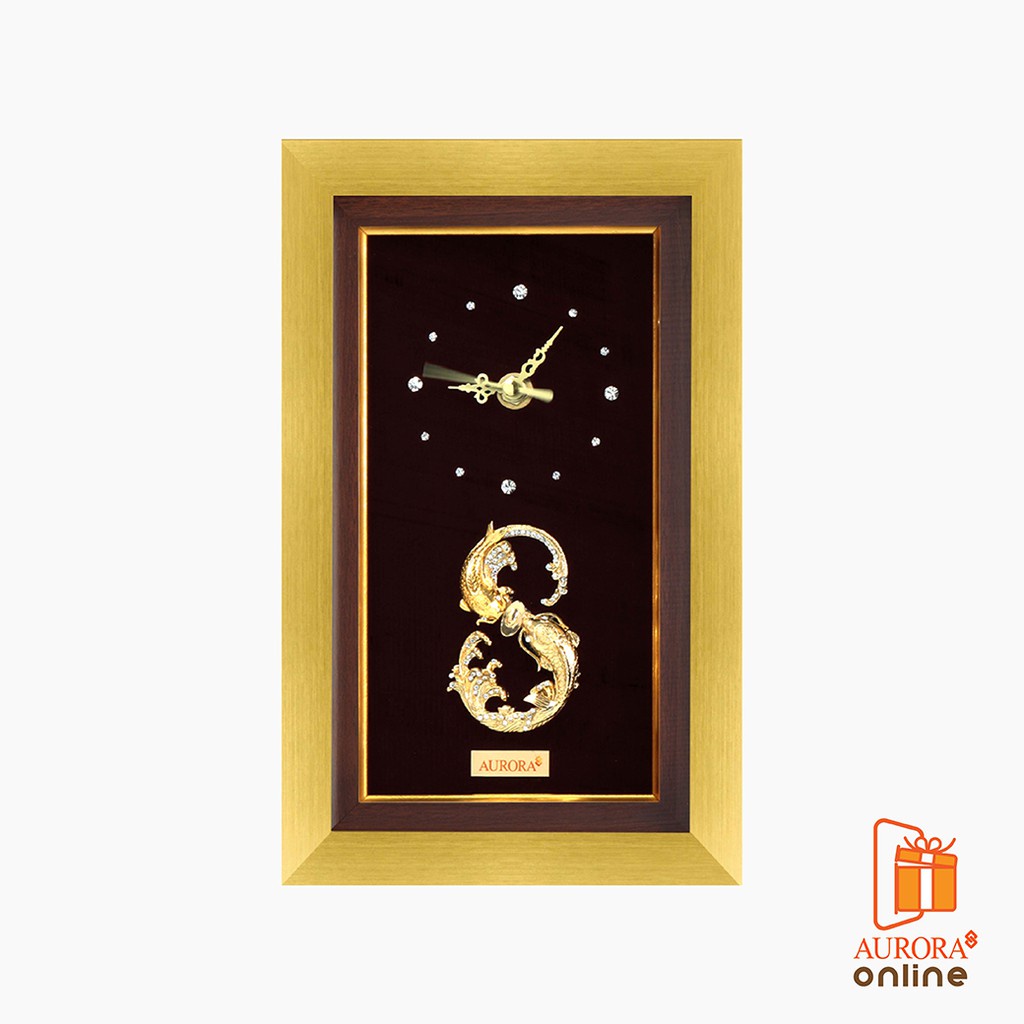 Khongkwan by Aurora กรอบรูปนาฬิกาปลาคู่เลข 8  18*30 ซม.  ประดับด้วยทองคำแท้ 99.99%