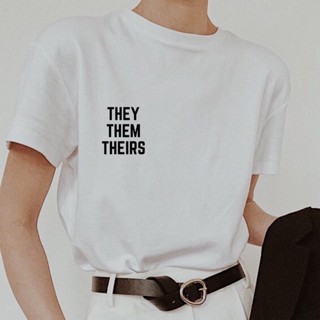 เสื้อสีขาว - สรรพนามเพศ (กําหนดเองได้) | เธอเขาพวกเขา| | LGBTQ พ็อกเก็ตทีบาย@wacktheclothingbrand