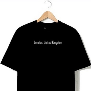 Bubunite เสื้อยืดสีดำ เสื้อยืดผู้หญิง LONDON UNITED KINGDOM Printed t shirt unisex 100% cotton