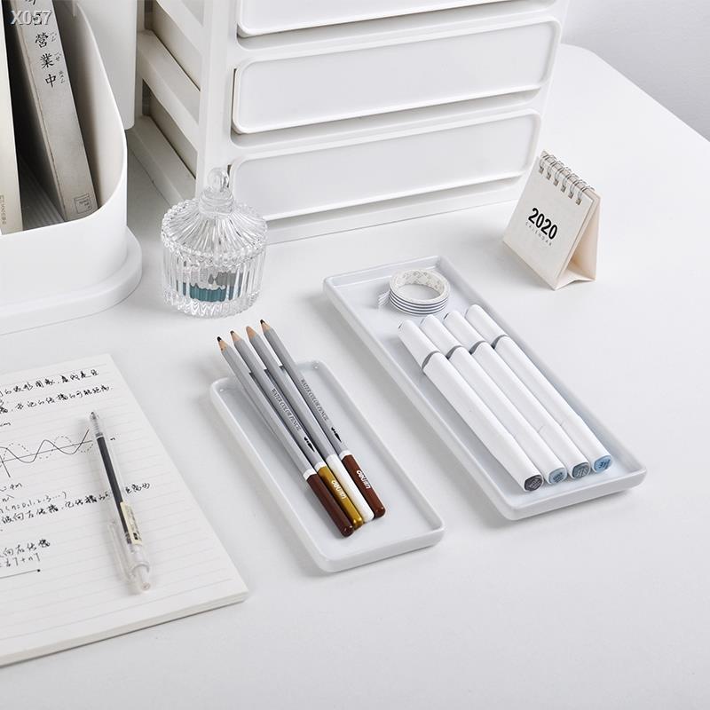 X057[Muji Style Simple Home Furnishing] ถาดเซรามิค สีขาว ขนาดเล็ก เรียบง่าย สําหรับใส่แปรงแต่งหน้า ปากกา เครื่องเขียน เค