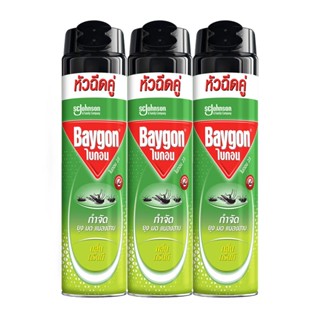 ไบกอน สเปรย์กำจัดยุง กลิ่นชาเขียว 600 มล. x 3 กระป๋องBaygon Multi Insect Killer Green Tea 600 ml x 3 bottles