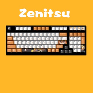 Demon Slayer Zenitsu keycaps PBT material cherry profile  Five-sided Dye Sublimation PBT keycap  sets128keys