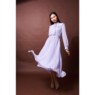 SP278 : Broderie Collar Chiffon Dress เดรสชีฟองคอปก แต่งโบว์