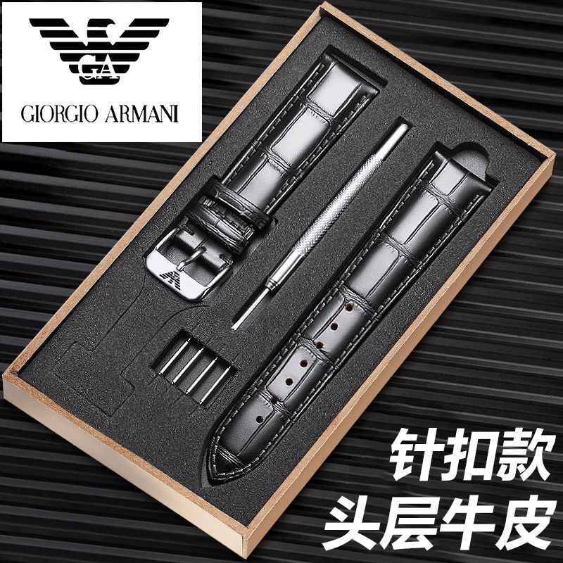 Armani สายนาฬิกาข้อมือ หนังวัวแท้ กันเหงื่อ 22 มม. AR1981 2433 2447 สําหรับผู้ชาย