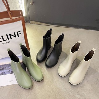 #รองเท้ากันฝนผู้หญิง2021 ใหม่แฟชั่น All-Match Rain BOOTS ผู้หญิง High-End หนังเทียมรองเท้าน้ำรองเท้าสั้นรองเท้ากันลื่นรอ