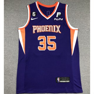 เสื้อกีฬาบาสเก็ตบอล ปักลายนกฟินิกซ์ suns 35 Kevin Durant สีม่วง สําหรับผู้ชาย 2023 mark 6