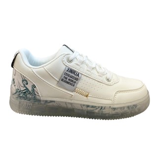 #ขายส่ง﹍รองเท้ากีฬาร่วม Anta Goose ชุบโครเมียมคู่รองเท้าลำลองด้านล่างเยลลี่โปร่งใสในลมรองเท้าสีขาวขนาดเล็กรองเท้าผู้ชายแ