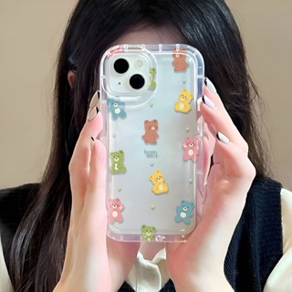 เคสโทรศัพท์มือถือ ลายการ์ตูนหมี สีแคนดี้ สําหรับ iphone 14promax 11 13 12 7Plus X XS Max