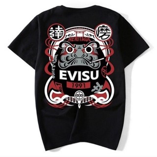 Evisu.22ss เสื้อแขนสั้น ลายเทพเจ้าอ้วน สไตล์สตรีท สําหรับผู้ชาย และผู้หญิง587965_12 เสื้อยืดแขนสั้นผู้หญิง