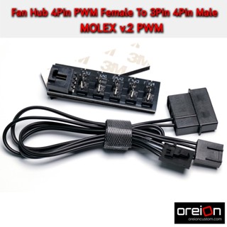 สายพัดลม Fan Hub 3pin 4Pin PWM Female To 4Pin x5 Male With Molex 12v PWM [พร้อมส่ง][รับประกัน 1 ปี]