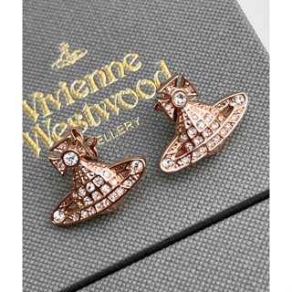 ตุ้มหู  สวยมากกก คริสตัลสวยใส New vivienne westwood earring Logo classic