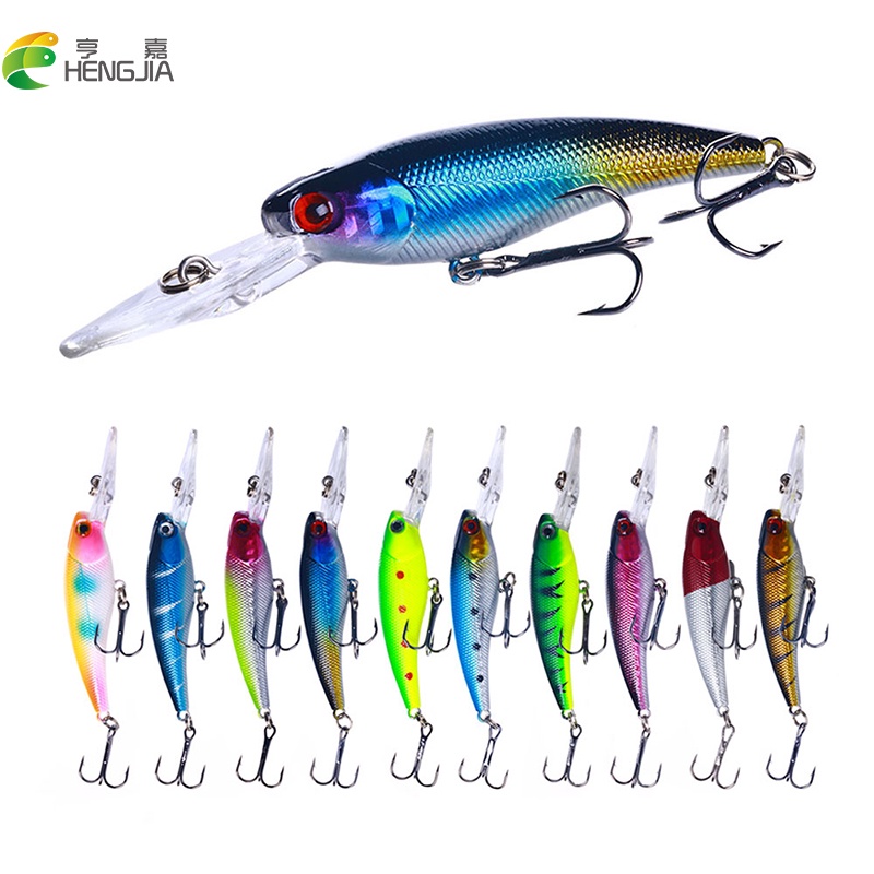 HENGJIA 1 ชิ้นเหยื่อตกปลาใหม่ 9.5 ซม./7.2g 3D ตาประดิษฐ์ Hard เหยื่อลอย Minnow พลาสติก Crankbait อุปกรณ์ตกปลา