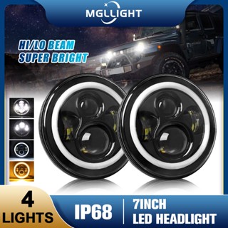 MGLLIGHT โปรเจคเตอร์ไฟหน้า LED DRL 100w ทรงกลม สูง ต่ํา สีเหลืองอําพัน ขนาด 23.3 ซม. สําหรับรถจักรยานยนต์ รถบรรทุก