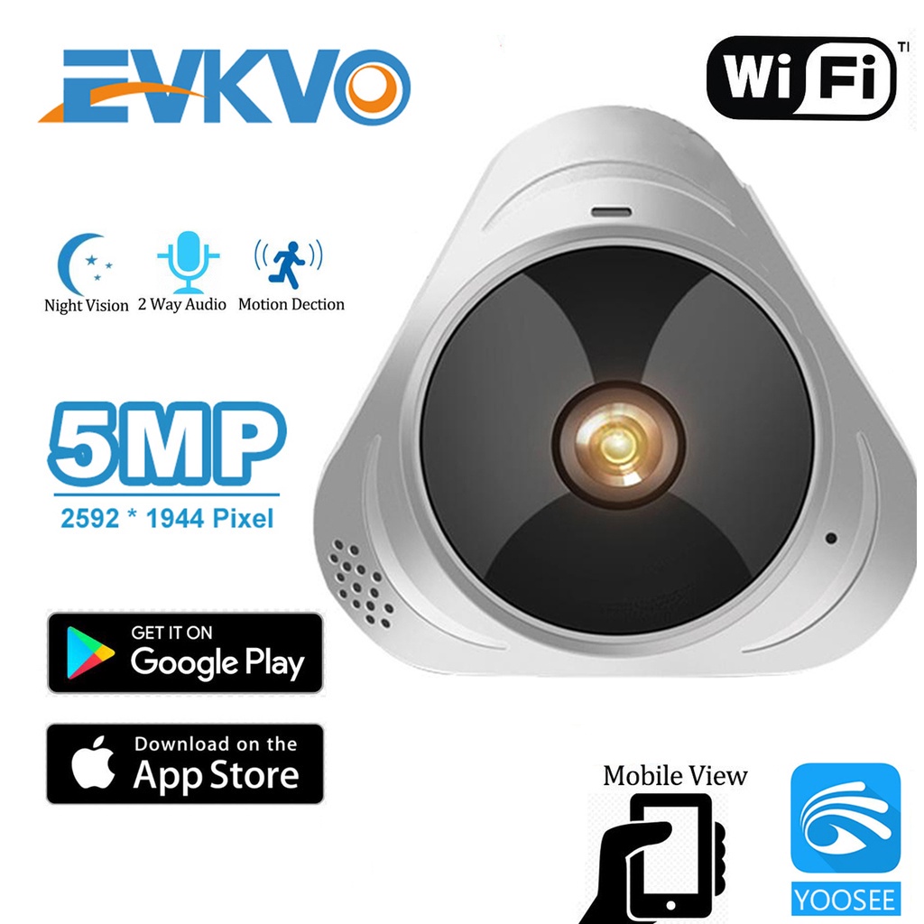 ✕✥✢✶EVKVO - YOOSEE APPไร้สายมินิ 360 องศาVR Wifiกล้องIPกล้องวงจรปิดNight Vision HD 5MP Home Security