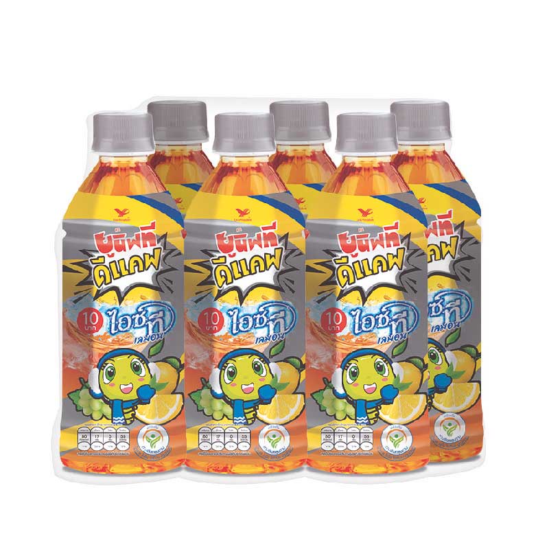 ยูนิฟ ดีแคฟ ชาดำพร้อมดื่ม รสเลมอน 350 มล. แพ็ค 6 ขวดUnif Green Tea Lemon Decaffeinated 350 ml x 6