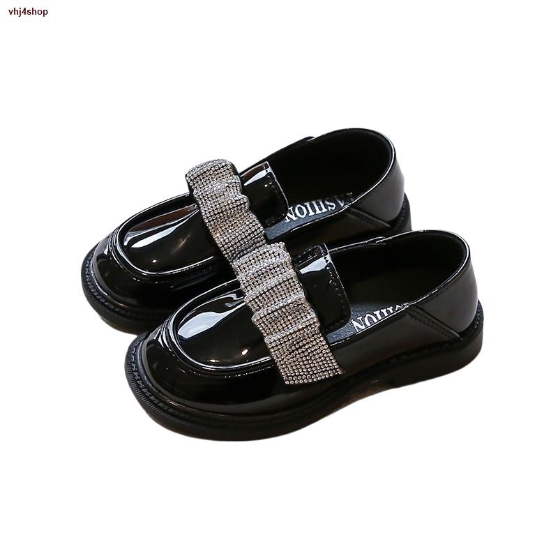 พร้อมส่ง☫MA-MA  รองเท้าคัชชูเด็กผู้หญิง ติดเพชรคาด (สีดำ) รุ่น YNK9988
