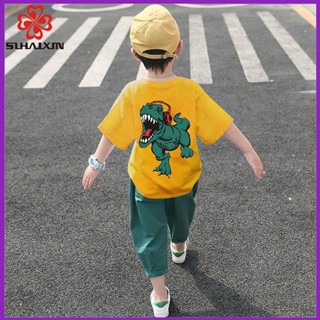 ชุดเด็กผู้ชาย ชุดเสื้อแขนสั้นลําลอง ขนาดใหญ่ สไตล์เกาหลี แฟชั่นสําหรับเด็กผู้ชาย สองชิ้น ชุดเด็กผู้ชาย 3-10 ขวบ