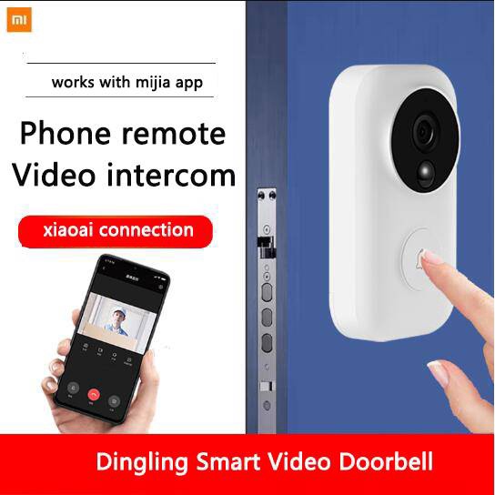 ☼▩xiaomi Youpin Dingling Smart Video Doorbell Enhanced Version AI Face Recognition Intercom 720P HD resolution works wit