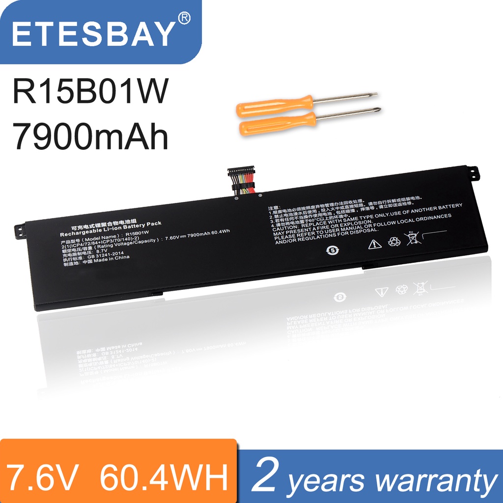 ETESBAY R15B01W 7900MAh/60.4WH แบตเตอรี่แล็ปท็อปสำหรับ Xiaomi Mi Pro 15.6นิ้ว Series TM1701 171501-AQ โน้ตบุ๊ค Li-Ion