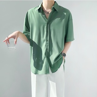 ▥✨MOLLGE✨Summer Korean Fashion Abstinence Short-sleeved Korean Business Mens Shirt