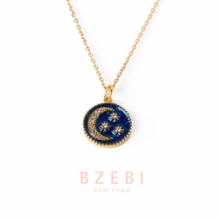 BZEBI สร้อยคอแฟชั่น ผู้หญิง ชุบทอง สแตนเลส สร้อย จี้ ดวงจันทร์ดาว 18k ทอง สำหรับผู้หญิง 1123n