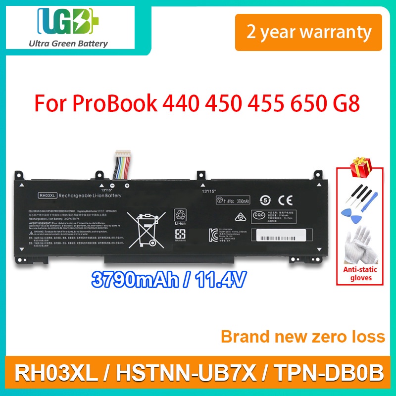 Original RH03XL TPN-DB0B HSTNN-UB7X แบตเตอรี่แล็ปท็อปสำหรับ HP ProBook 430 440 450 455 630 640 650 G