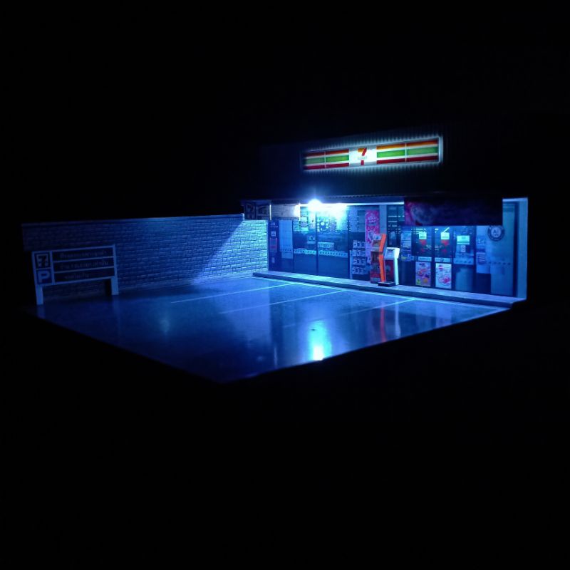 🏪โมเดลร้านสะดวกซื้อเซเว่นพร้อมลานจอด มี 3 แบบให้เลือก สเกล 1/64 - รูปที่ 5