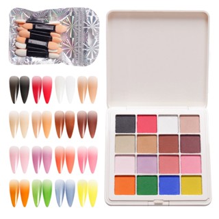 16 Colors Dip Nail Powder Kit Nail Magic Gradient Powder Set Mirror Effect Nail Art Powder Holographic Aurora Powder ผงทาเล็บ