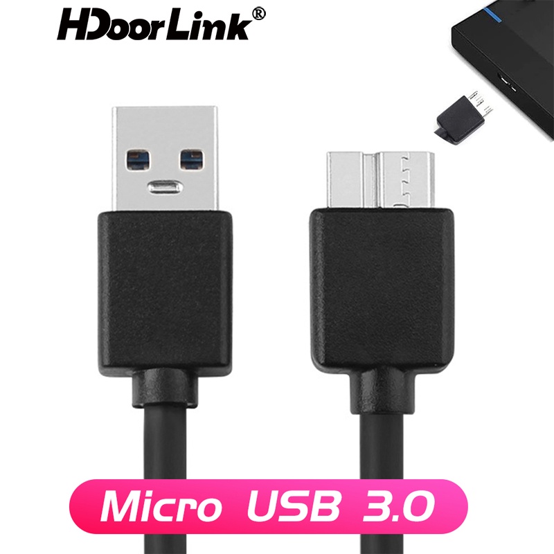 Hdoorlink สาย USB 3.0 Micro B สำหรับฮาร์ดดิสก์ไดรฟ์ภายนอก สาย HDD AM-Micro 3.0 สายชาร์จสำหรับ Samsung NOTE 3 S5 สายโทรศัพท์