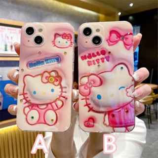 Cartoon Glitter Blu-ray OPPO Reno8 Reno7 Reno6 Reno5 Reno4 Reno 7 7Pro 3 3Pro 4 5 5Pro 6 8 8Pro plus 8Pro+ 9 R17 เคสมือถือ Soft TPU Case เคสป้องกัน Cute Hello Kitty Silicone มีเชือกคล้อง