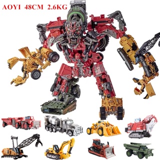 Aoyi Cool 8 IN 1 หุ่นยนต์ฟิกเกอร์ Devastator Transformation Toy Boy Anime Hook Action Figures Robot Car Engineering Vehicle Model Kids