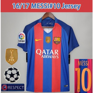 เสื้อกีฬาแขนสั้น ลายทีมชาติฟุตบอล Barcelona Home Messi Fan Edition 16 17 ชุดเหย้า สไตล์เรโทร