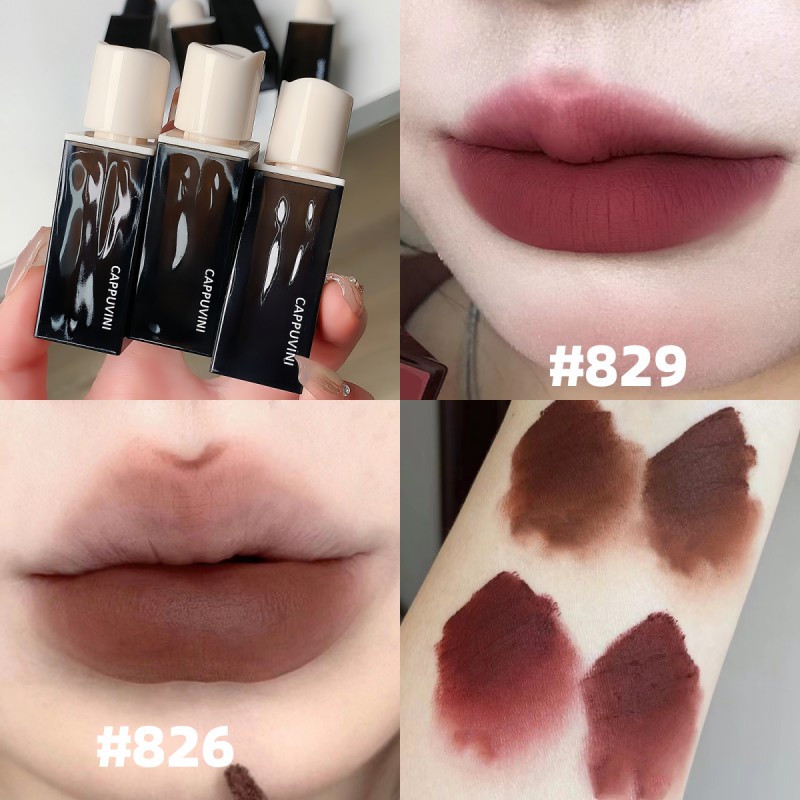 Amber Series CAPPUVINI Velvet Matte Liptint Lip & Liquid ลิปกลอสลิปสติกเม็ดสีสูงติดทนนานไม่แห้งปกปิดลิปไลน์ลิควิดลิปสติก 5 สี