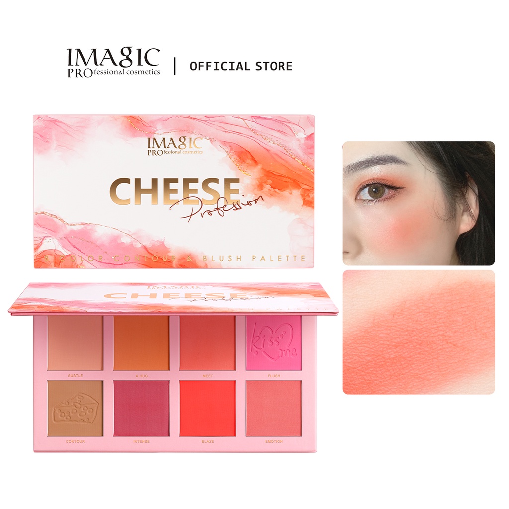 Imagic บลัชออนพาเลท สีส้มพีช สีชมพู 8 สี สําหรับแต่งหน้า