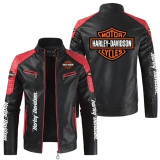 เสื้อแจ็กเก็ตหนัง พิมพ์ลายโลโก้ Harley Davidson ขนาดใหญ่ สําหรับผู้ชาย