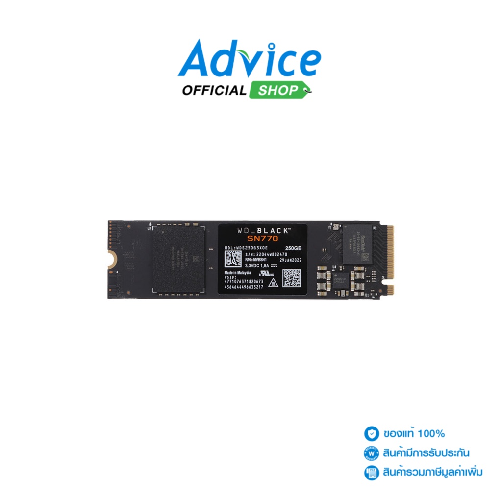 WD SSD เอสเอสดี M.2 250 GB PCIe BLACK SN770 (WDS250G3X0E) NVMe - advice ...