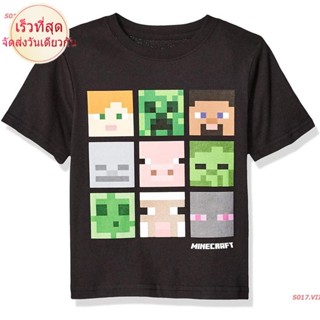 Bubunite NEW Cartoon COD การ์ตูน มายคราฟ Minecraft Big Boys Box Figures Creepers Round Neck Short Sleeve T-Shirt, Blac