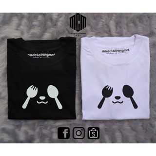 เสื้อยืดผู้ชาย PANDA SPOON AND FORK MINIMALIST | modclothingmnl_07 คอกลม น่ารัก