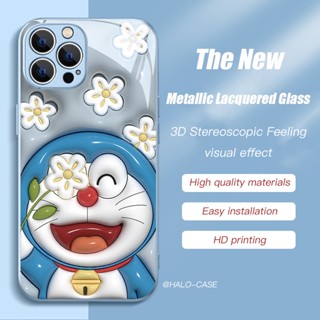 เคสไอโฟน 14 Pro Max 14Plus โทรศัพท์มือถือแบบแก้ว กันกระแทก ลายเพ้นท์โลหะน่ารัก สําหรับ 13ProMax 12 11