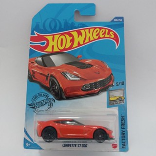 รถเหล็ก Hotwheels CORVETTE C7 Z06 สีส้ม (ib38)