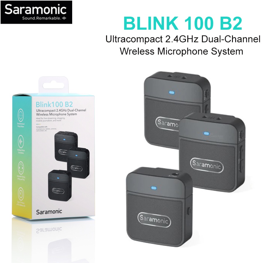 ♣℗∋Saramonic Blink100 B2 Wireless Microphone System ไมค์ไร้สายสำหรับกล้องและสมาร์ทโฟน [มีสินค้าพร้อมจัดส่ง]