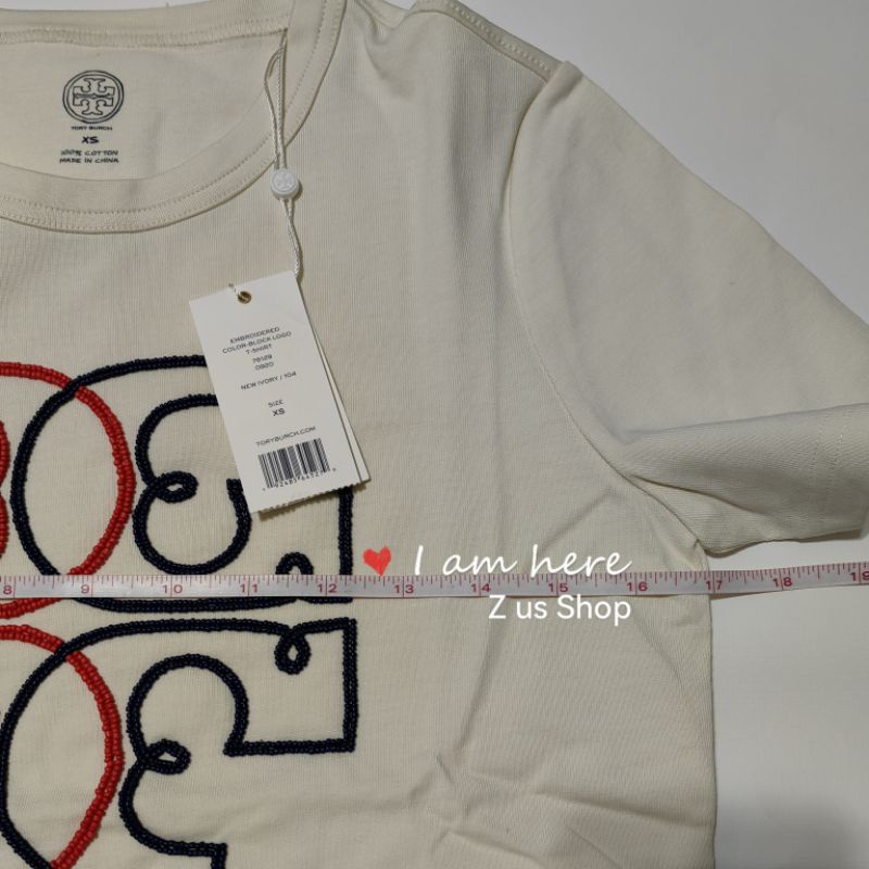 TORY BURCH Embroidered Color-Block Logo T-Shirt size xs/m | Shopee Thailand