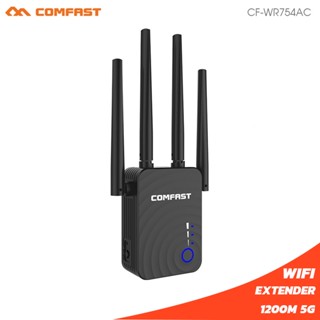 Comfast เราเตอร์ขยายสัญญาณไร้สาย 1200Mbps Wifi 2.4G&amp;5G ช่วง Wifi เสาอากาศ 4*2dbi CF-WR754AC