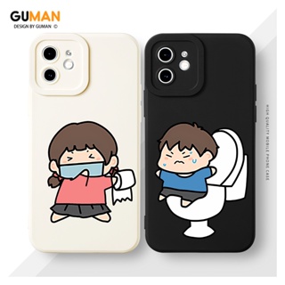 GUMAN เคสคู่ เคสไอโฟน คู่รัก กันกระแทกซิลิโคนนุ่มการ์ตูนน่ารักตลก เคสโทรศัพท์ สีดำ Compatible for iPhone 14 13 12 11 Pro Max SE 2020 X XR XS 8 7 6 6S Plus พลัส XYM1598