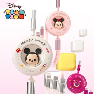 6a Disney 3-in-1 สายเคเบิลข้อมูล รูปโดนัท หมีพูห์ มิกกี้ มินนี่ ลิตโซ เอเลี่ยน ทิกเกอร์ ไลท์เทนนิ่ง Type-c Micro USB 66W แบบพกพา ชาร์จเร็ว