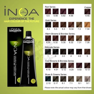 Loreal INOA ลอรีอัล ไอนัว ครีมเปลี่ยนสีผม ปิดผมขาว สนิท ไม่มีแอมโมเนีย ไม่ฉุน INOA Ammonia-Free สีย้อมผม โกรกผม อินัว
