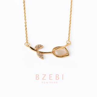 BZEBI สร้อยคอ ทอง แฟชั่น ผู้หญิง โชคเกอร์ ดอกทิวลิป สร้อย 18k ทองคํา เครื่องประดับ สําหรับผู้หญิง 1139n