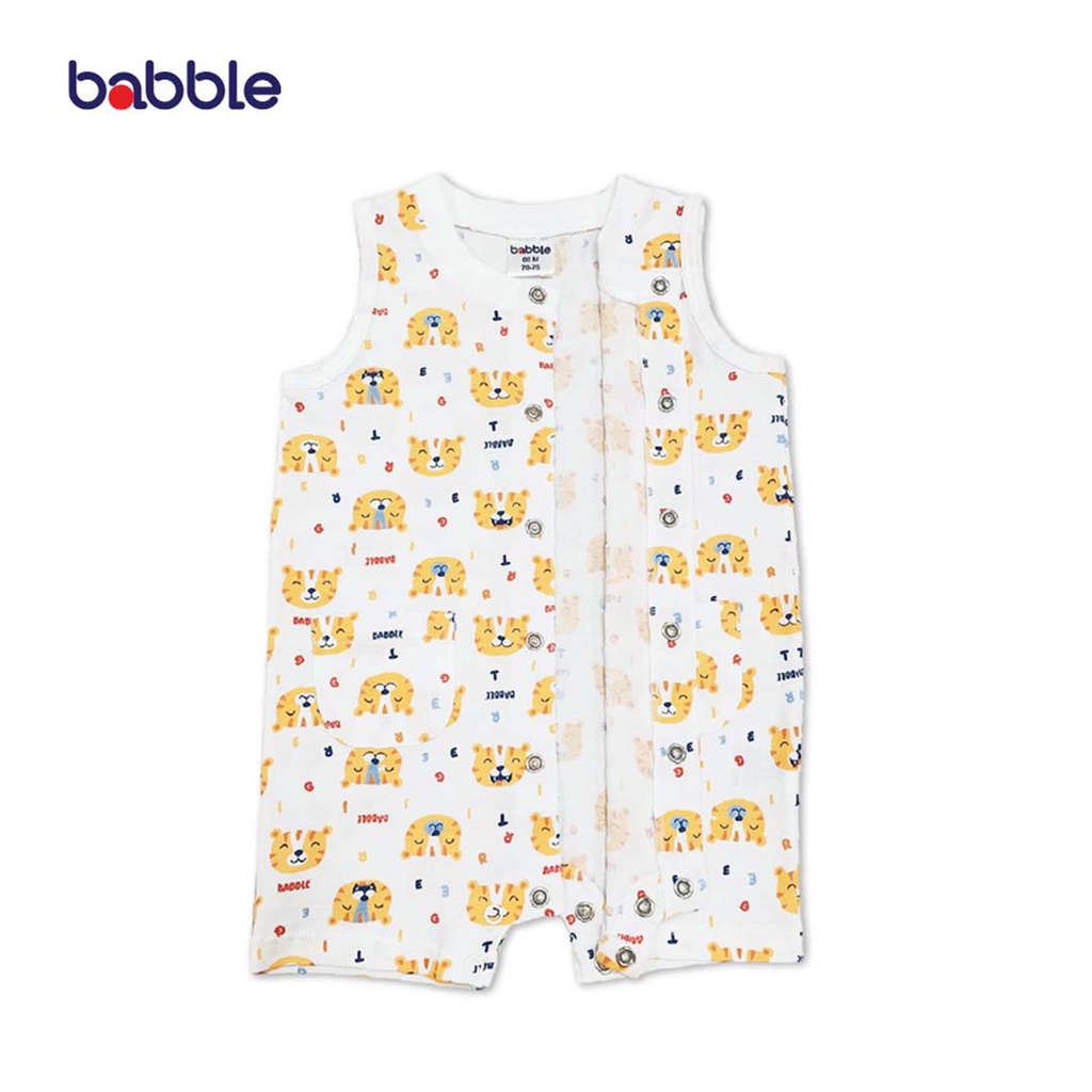 [ราคาพิเศษ] BABBLE จั้มสูทขาสั้น บอดี้สูทเด็ก แบบแขนกุด อายุ 3 เดือน ถึง 2 ปี คอลเลคชั่น Little Tiger (BDRS)