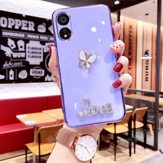 เคสโทรศัพท์สําหรับ OPPO A78 A17 A17K A15 A15S A95 A94 A96 A76 A74 5G Reno 8T 5G 5F 4Fมือถือแบบนิ่ม กันกระแทก ลายผีเสื้อ หรูหรา